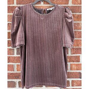 Joy Joy Mauve Velvet Puff Sleeve Top – Size Small